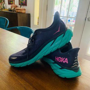 Hoka One One Women's Clifton 8 Athletic Running Sneakers Shoes Blue Size 8